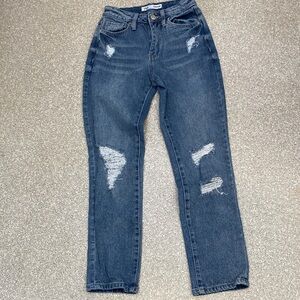 YMI Dream Authentic Denim Jeans. Women/youth size 1/25. Torn, high waisted, EUC
